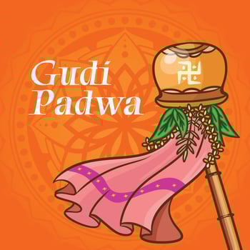 realistic hand drawn gudi padwa festival illustration vector