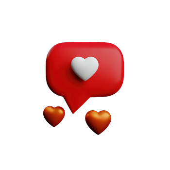 3D social media notification love like heart icon png