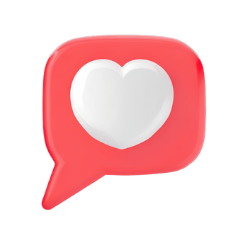 3D social media notification love like heart icon png