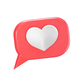 3D social media notification love like heart icon png