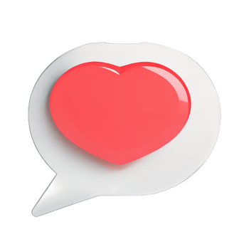 3D social media notification love like heart icon png