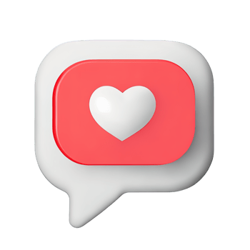 3D social media notification love like heart icon png