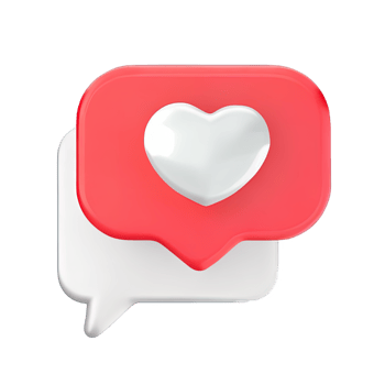 3D social media notification love like heart icon png