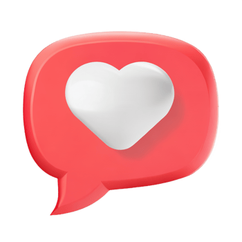 3D social media notification love like heart icon png