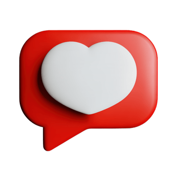3D social media notification love like heart icon png