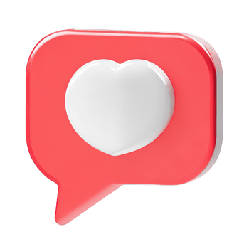3D social media notification love like heart icon png