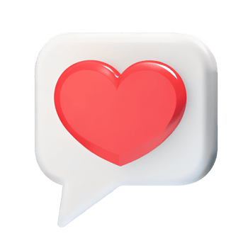 3D social media notification love like heart icon png