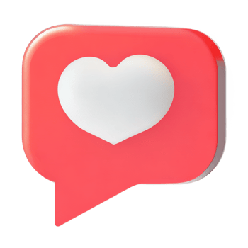 3D social media notification love like heart icon png