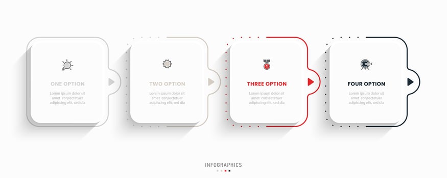 Vector Infographic label design template with icons and 4 options or steps. Can be used for process diagram, presentations, workflow layout, banner, flow chart, info graph.