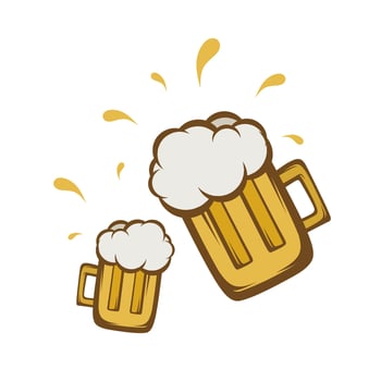 two glass of beer vector flat illustration isolated on white background