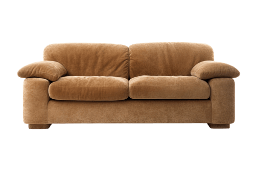 Sofa deco style in brown isolated on transparent background. Front view. Series of furniture. png