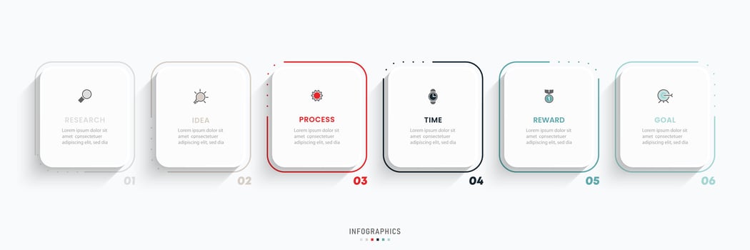 Vector Infographic label design template with icons and 6 options or steps. Can be used for process diagram, presentations, workflow layout, banner, flow chart, info graph.