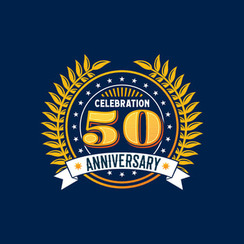 Birthday badge and 50th anniversary, jubilee seal vector