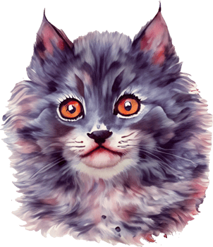 Cute furry cat with bright watercolors AI-Generated png