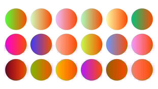 Colorful Tangelo Color Shade Linear Gradient Palette Swatches Web Kit Circles Template Set vector