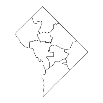 Washington DC map with neighborhoods. Vector illustration.