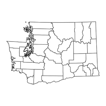 Washington state map with counties. Vector illustration.