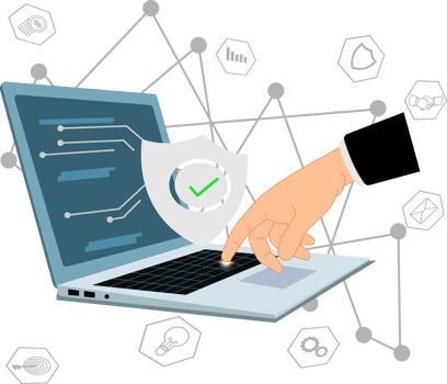 businessman using laptop secure encryption technology, security internet access encryption of user private data business confidentiality png