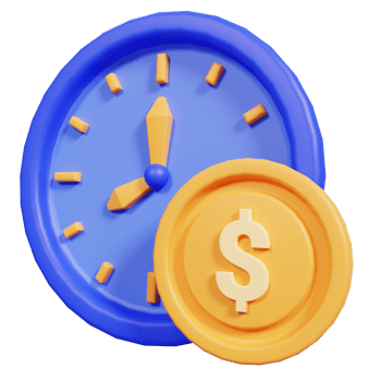 3d Time Money Icon Illustration png