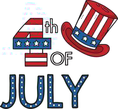 4th Of July with an Uncle Sam Hat Cartoon Clipart vector