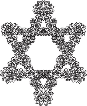 Hanukkah Flowers Forming Star of David Isolated vector