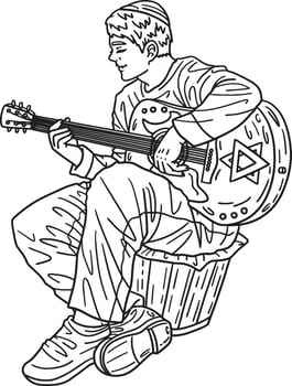 Hanukkah Man Playing Music Isolated Adults vector