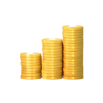 3D Stack of golden coins png