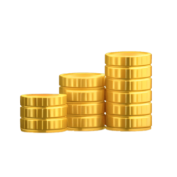 3D Stack of golden coins png