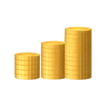 3D Stack of golden coins png