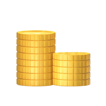 3D Stack of golden coins png