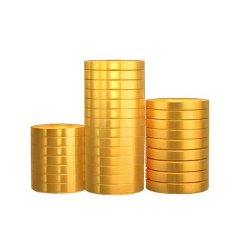 3D Stack of golden coins png