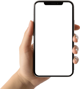 hands holding black smartphone with blank screen png