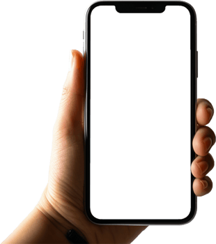 Mockup ima hands holding black smartphone with blank screen png