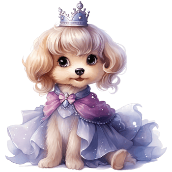 Cute Dog Princess and Prince Costume Illustration png