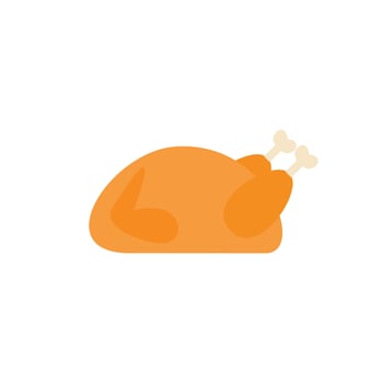 roasted chicken or turkey flat design vector illustration. grilled chicken icon