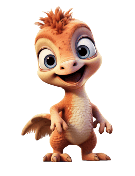 Happy cute baby velociraptor, baby dinosaur image. High quality ai image png