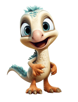 Happy cute baby velociraptor, baby dinosaur image. High quality ai image png