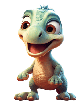 Happy cute baby velociraptor, baby dinosaur image. High quality ai image png