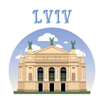 Lviv National Opera. Ukraine. Vector illustration