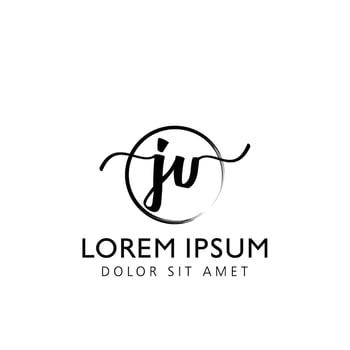 Letter JV Initial handwriting logo with signature and hand drawn style. vector