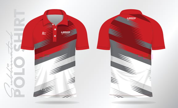 red sublimation Polo Shirt mockup template design for badminton jersey, tennis, soccer, football or sport uniform vector