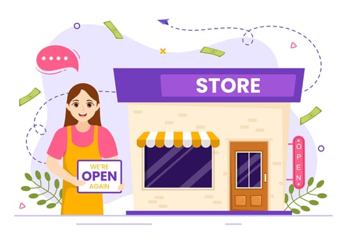 Small Business Loan Vector Illustration with Store Support Protection and Growth to Develop in Flat Cartoon Hand Drawn Background Templates
