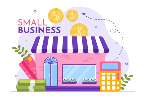 Small Business Loan Vector Illustration with Store Support Protection and Growth to Develop in Flat Cartoon Hand Drawn Background Templates