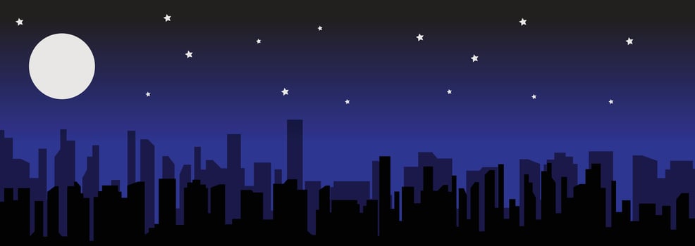 Illustration Vector of city silouette at night