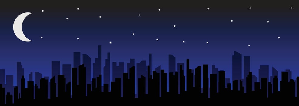Illustration Vector of city silouette at night
