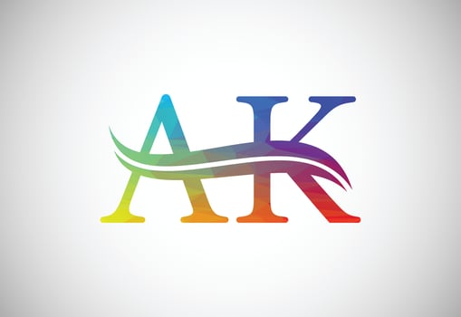Low Poly and Initial AK Letter logo design, Vector design concept