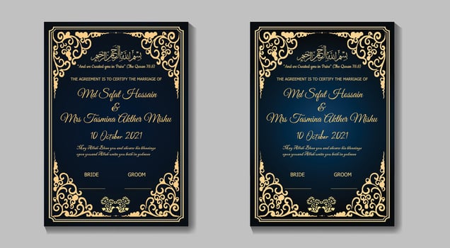 Nikkah Islamic marriage certificate vector Template