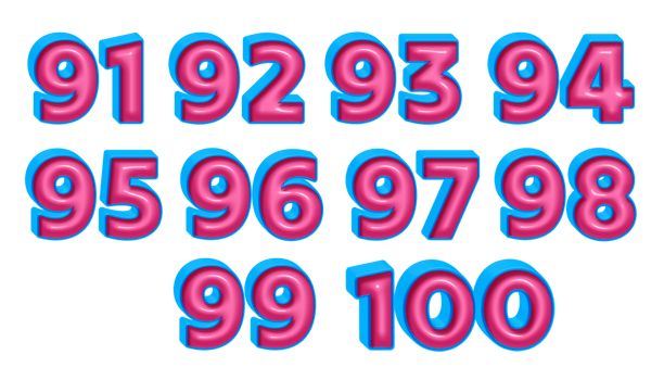 3D bundle of number blue pink glossy color png