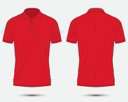 red polo shirt mockup front and back view vector