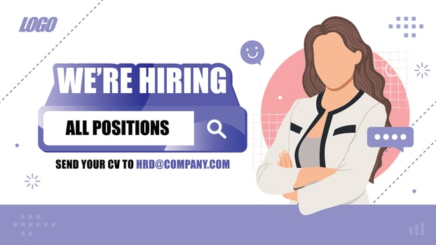 We are hiring banner design with beautiful business woman vector